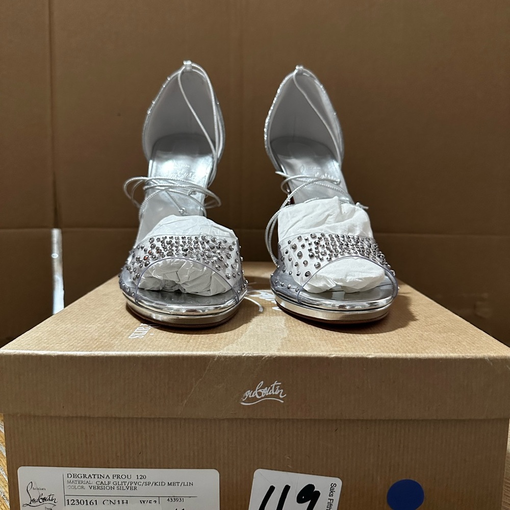 SOLD Christian Louboutin PVC crystal and glitter wrap around heels - Picture 4 of 6